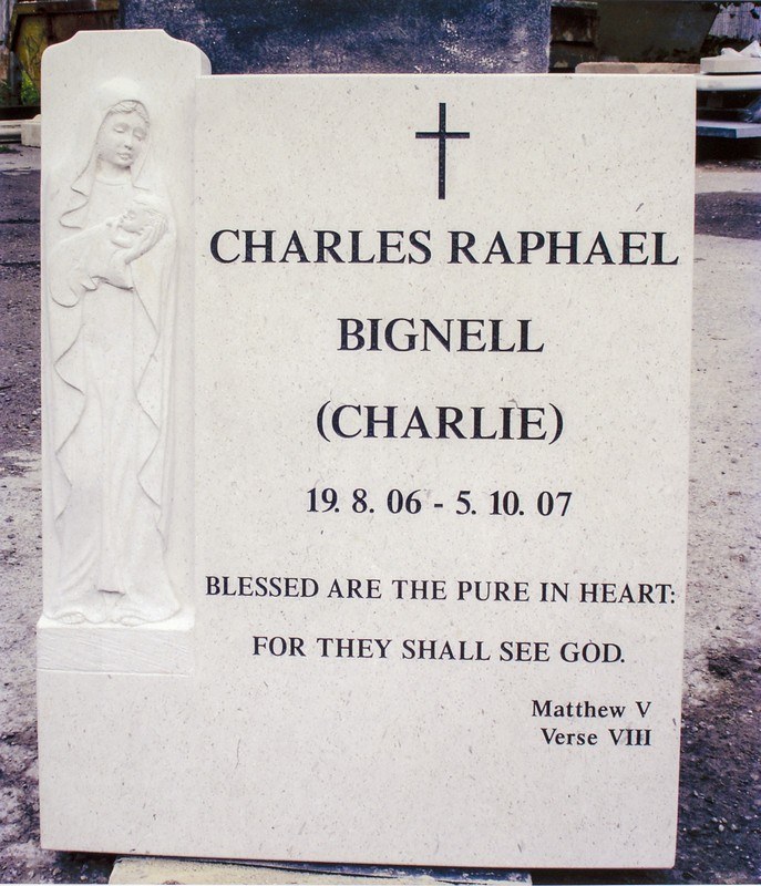 Hand-carved marble angel memorial